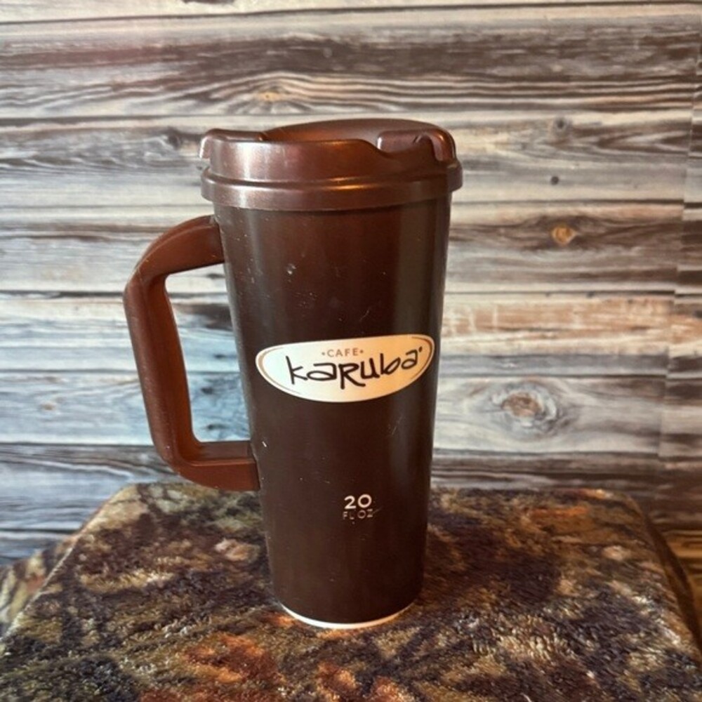 ★ Karuba 20oz Brown Travel Coffee Mug With Handle & Lid